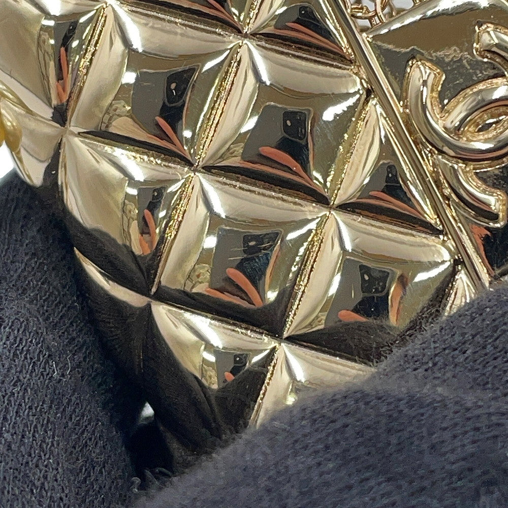 CHANEL Matelasse motif Chain Necklace GoldAB6135 Pearl Metal Leather