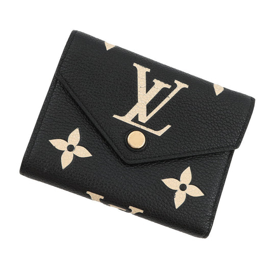LOUIS VUITTON Portefeuille Victorine Noir/BeigeM80968 Bicolor Monogram Empreinte Leather