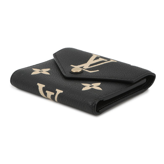 LOUIS VUITTON Portefeuille Victorine Noir/BeigeM80968 Bicolor Monogram Empreinte Leather