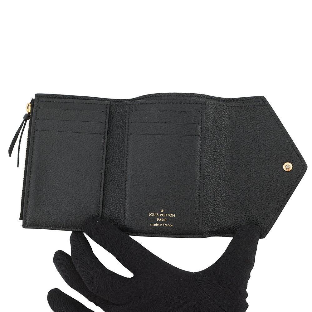 LOUIS VUITTON Portefeuille Victorine Noir/BeigeM80968 Bicolor Monogram Empreinte Leather