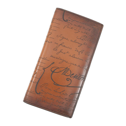 Berluti Calligraphy Espace Flap Long Wallet Brown Leather