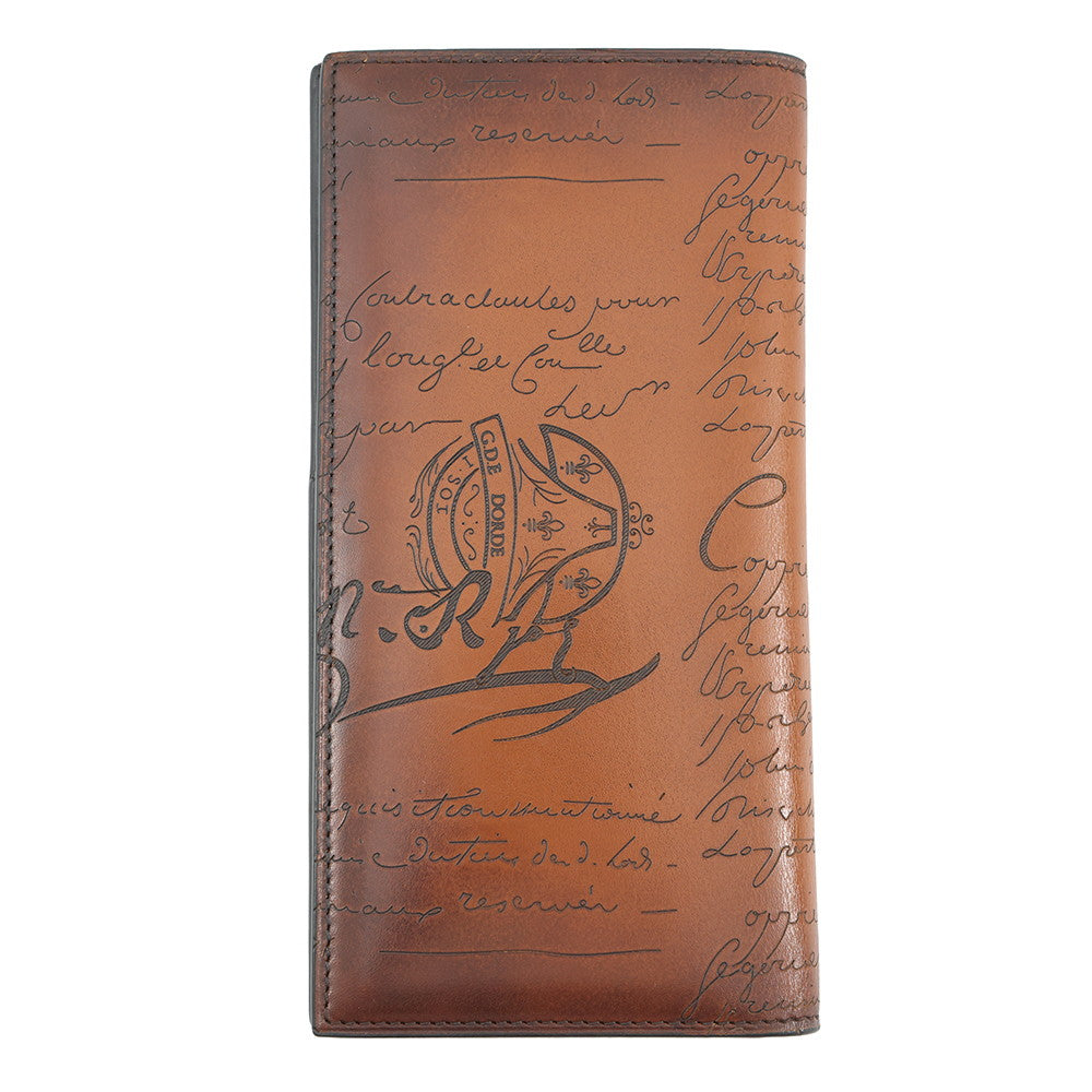 Berluti Calligraphy Espace Flap Long Wallet Brown Leather