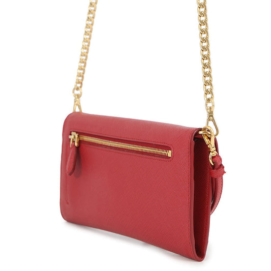 PRADA Saffiano Leather Chain wallet Red1DH057 Leather
