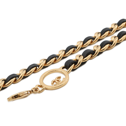 CHANEL CC Logo ChainBelt Black Leather Metal