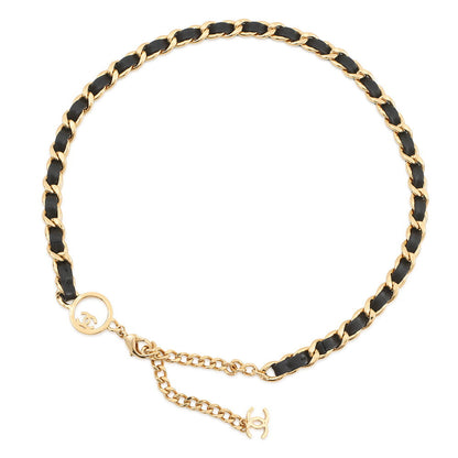 CHANEL CC Logo ChainBelt Black Leather Metal