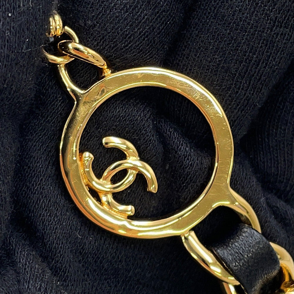 CHANEL CC Logo ChainBelt Black Leather Metal