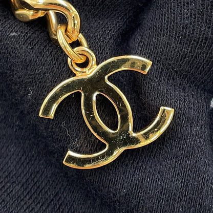 CHANEL CC Logo ChainBelt Black Leather Metal