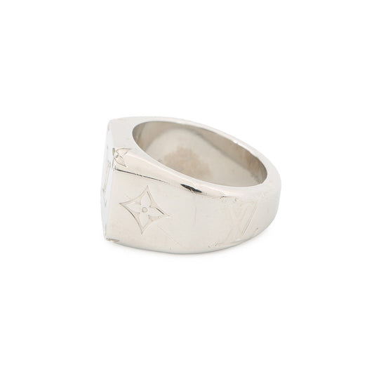 LOUIS VUITTON Signet Ring Monogram Size M (Approximately 20) SilverM62487 Metal