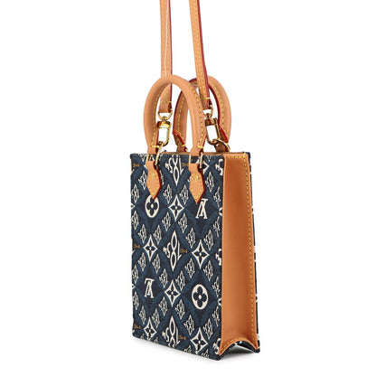 LOUIS VUITTON Since1854 Petite Sac Plat BlueM80288 Monogram / Jacquard