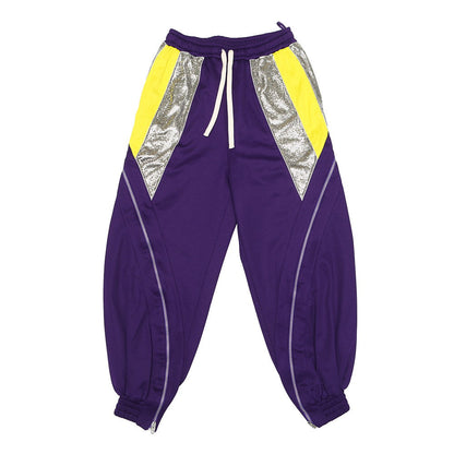 GUCCI Metal Zip Track Pants Size XS(170/74A) Purple/Silver/Yellow740119 Polyester55% Cotton45%