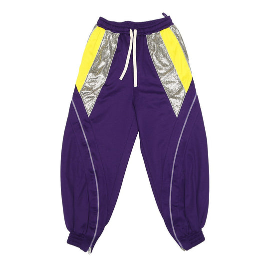 GUCCI Metal Zip Track Pants Size XS(170/74A) Purple/Silver/Yellow740119 Polyester55% Cotton45%