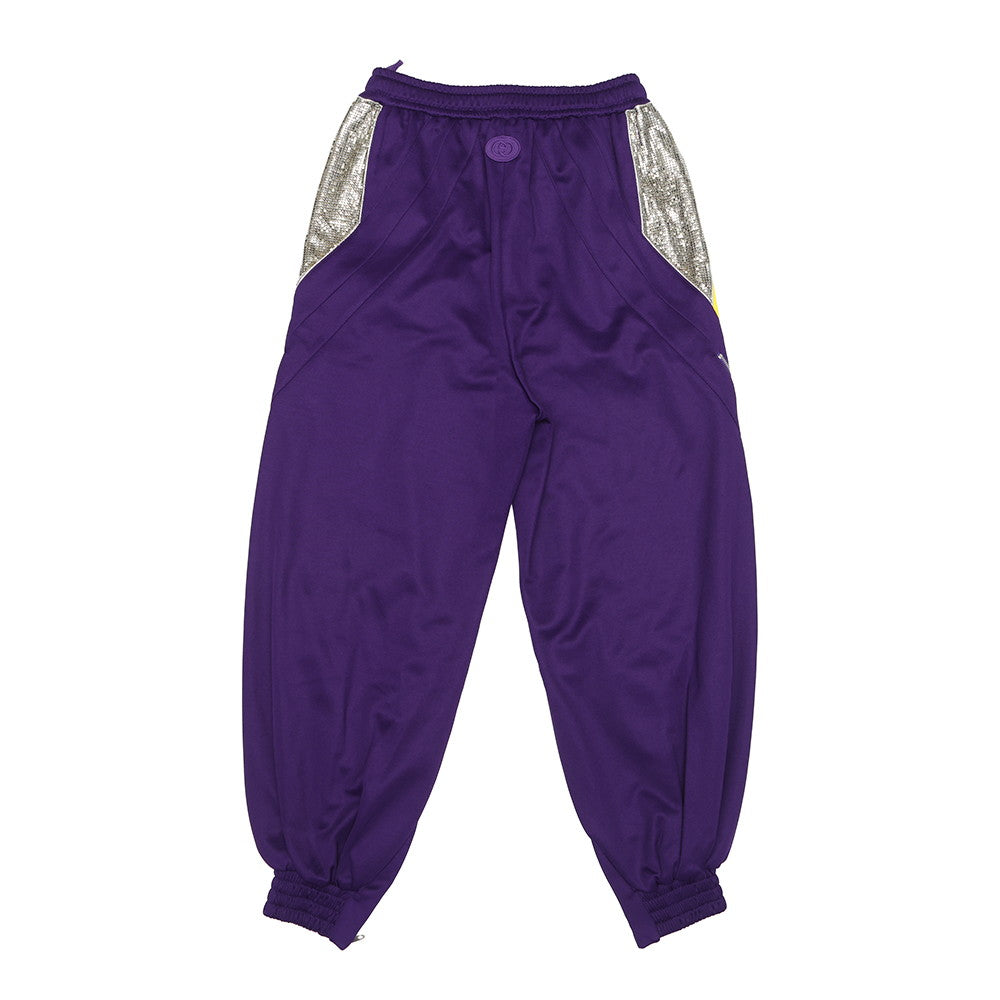 GUCCI Metal Zip Track Pants Size XS(170/74A) Purple/Silver/Yellow740119 Polyester55% Cotton45%