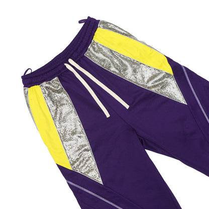 GUCCI Metal Zip Track Pants Size XS(170/74A) Purple/Silver/Yellow740119 Polyester55% Cotton45%
