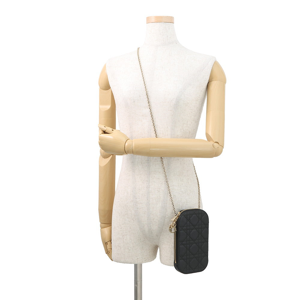 Dior Cannage Lady Dior Call'in Dior Phone Holder 2-Way BlackS0872ONMJ Lambskin
