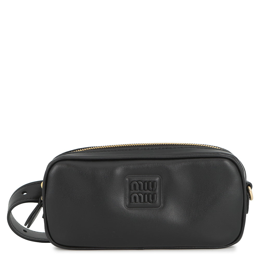 MIUMIU Crossbody Bag Black Leather Size 70