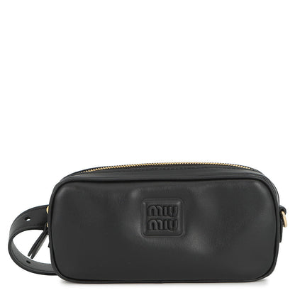 MIUMIU Crossbody Bag Black Leather Size 70