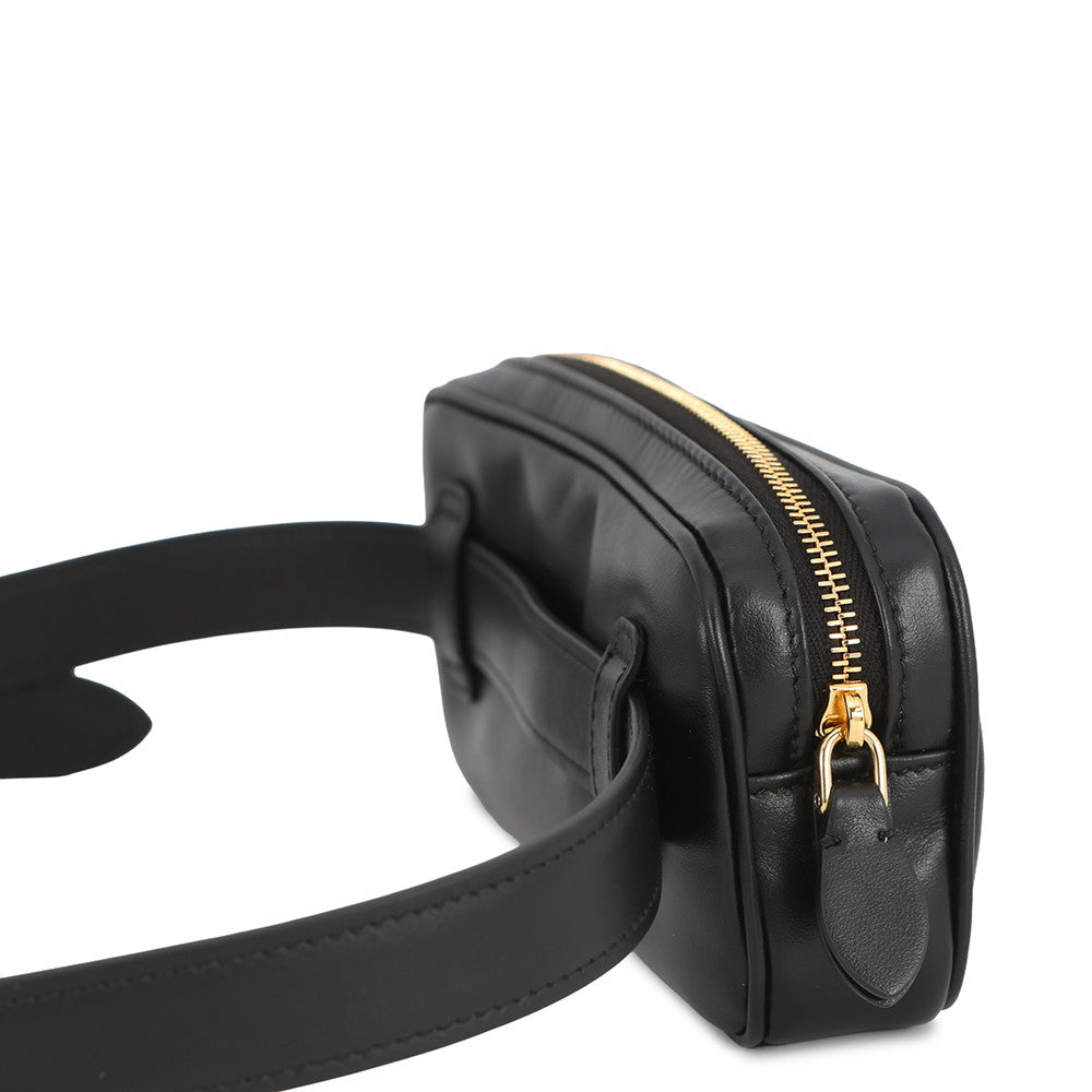 MIUMIU Crossbody Bag Black Leather Size 70
