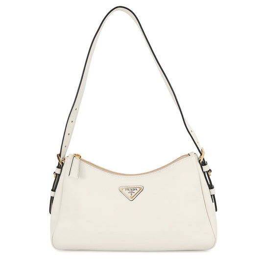PRADA Eme Shoulder Bag White1BC229 Leather Size Medium