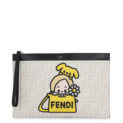 FENDI Taroout Collaboration Clutch Bag White/Yellow/Black7N0134 PVC Leather