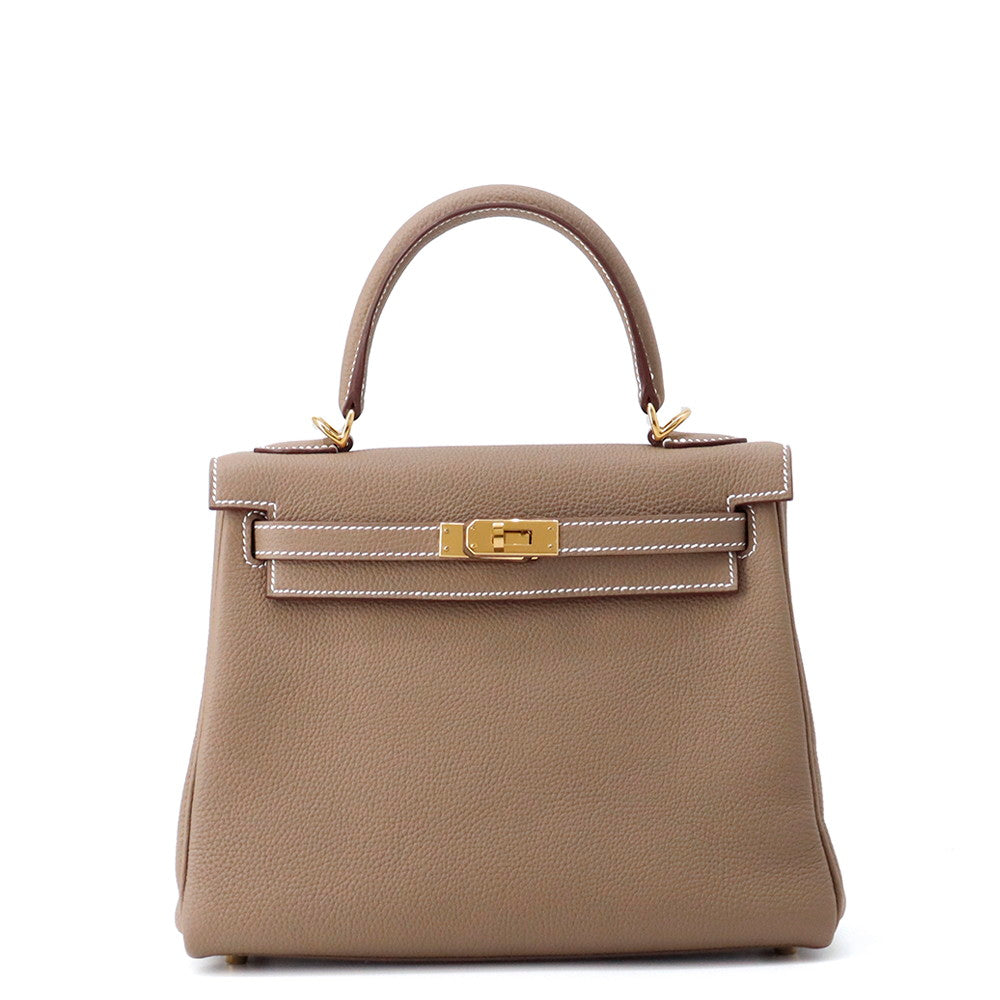HERMES Kelly Retourne Etoupe Togo Leather Size 25