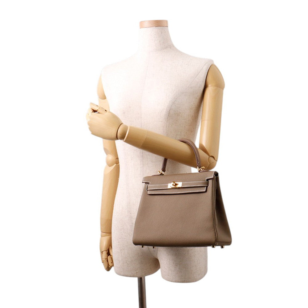 HERMES Kelly Retourne Etoupe Togo Leather Size 25