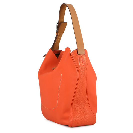 HERMES Wilvort Shoulder Bag Feu/Gold Swift Leather Taurillon Clemence Size 24