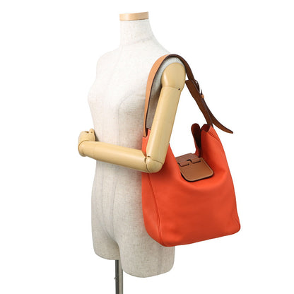 HERMES Wilvort Shoulder Bag Feu/Gold Swift Leather Taurillon Clemence Size 24