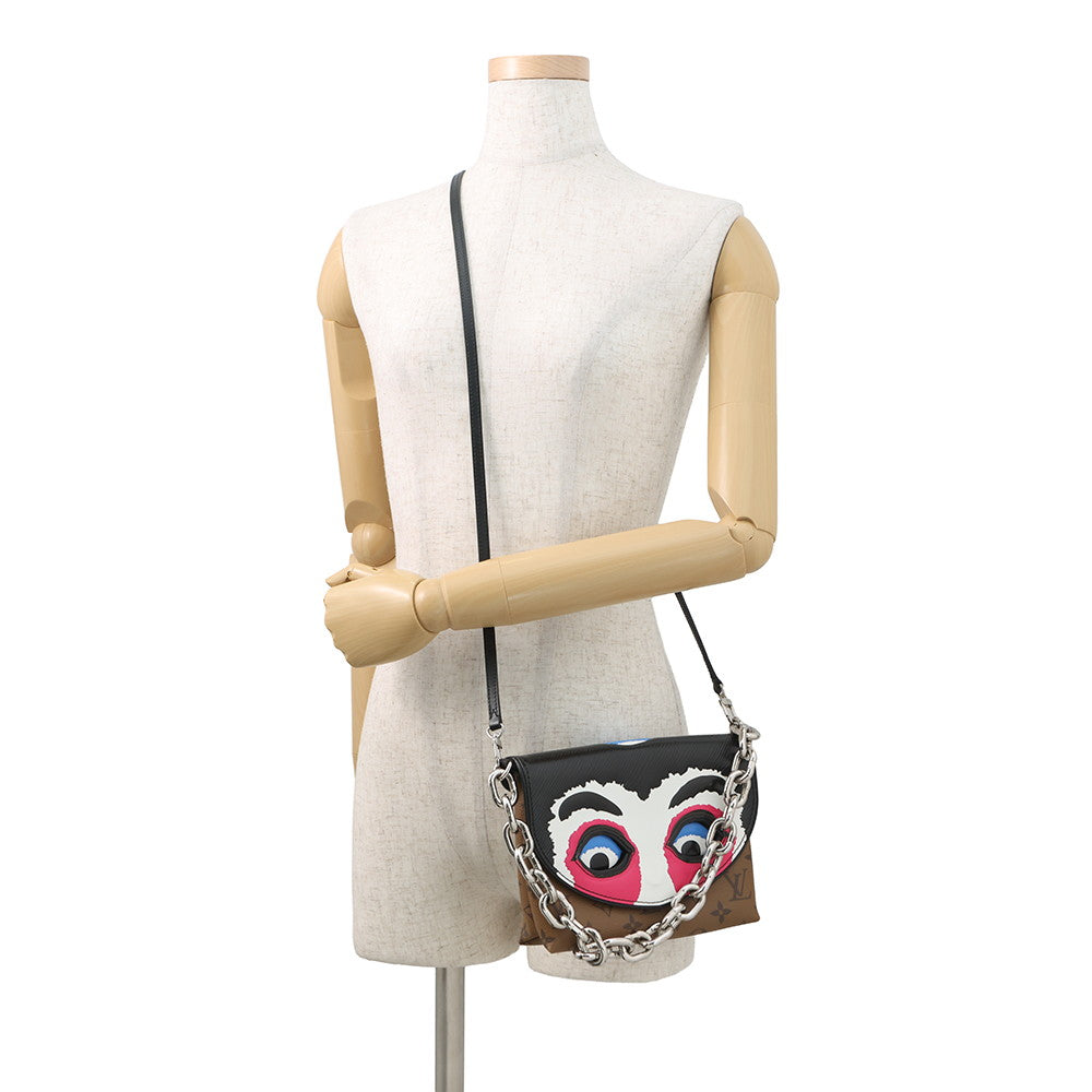 LOUIS VUITTON Monogram (Kabuki) Pochette Kabuki Mask NoirM43495 Monogram Reverse Canvas Epi Leather