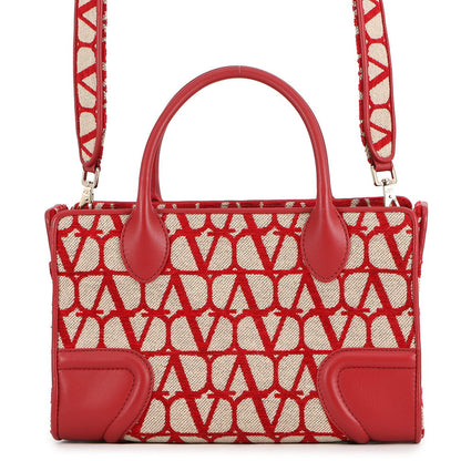 Valentino Garavani Le Quatrieme Toile Iconograph 2-Way Bag Beige/Red2W2B0L76HUJJ4A Canvas Leather