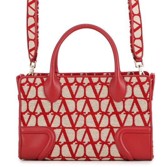 Valentino Garavani Le Quatrieme Toile Iconograph 2-Way Bag Beige/Red2W2B0L76HUJJ4A Canvas Leather