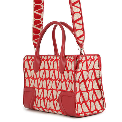 Valentino Garavani Le Quatrieme Toile Iconograph 2-Way Bag Beige/Red2W2B0L76HUJJ4A Canvas Leather
