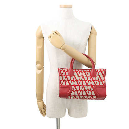 Valentino Garavani Le Quatrieme Toile Iconograph 2-Way Bag Beige/Red2W2B0L76HUJJ4A Canvas Leather