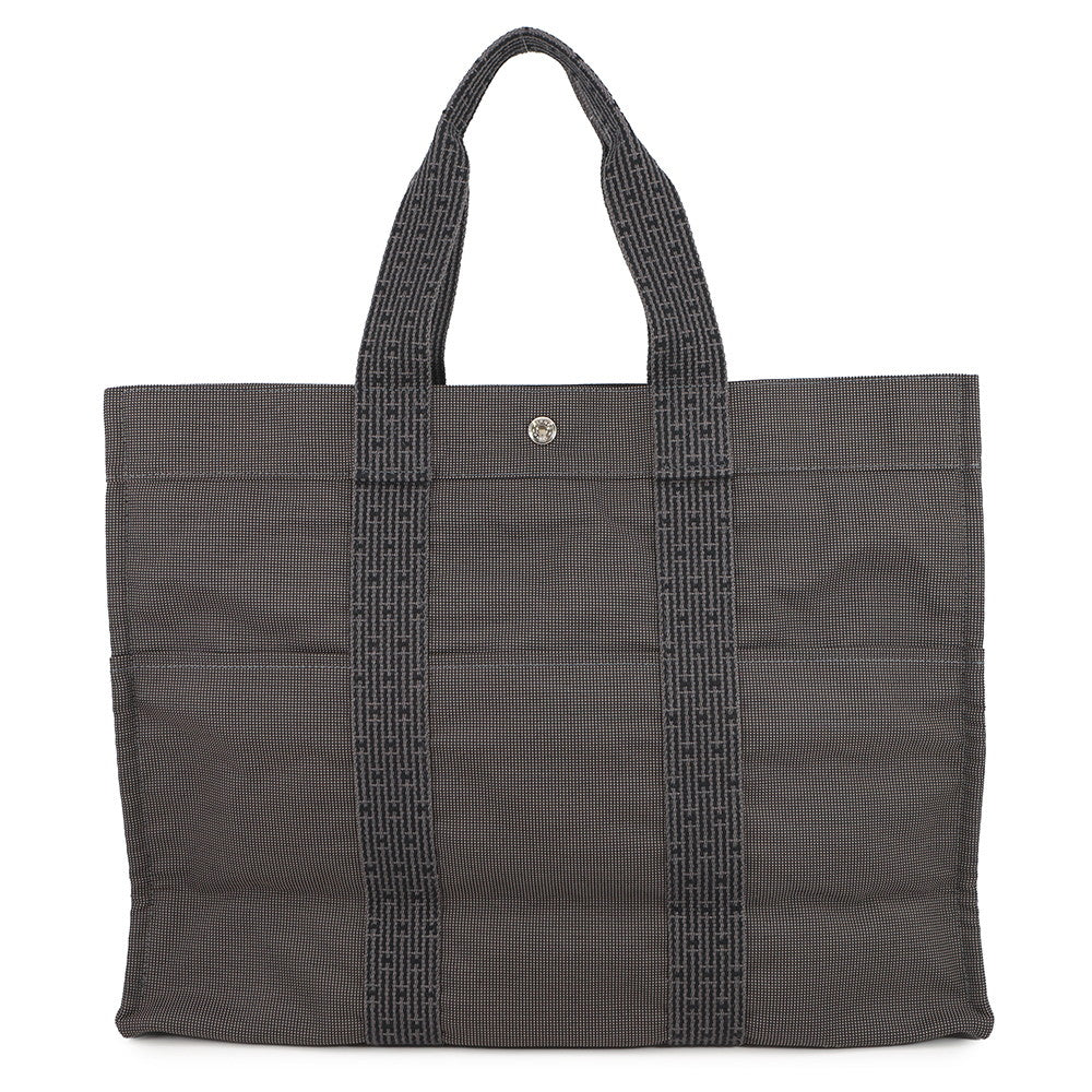 HERMES Her Line Tote Gray Canvas Size GM