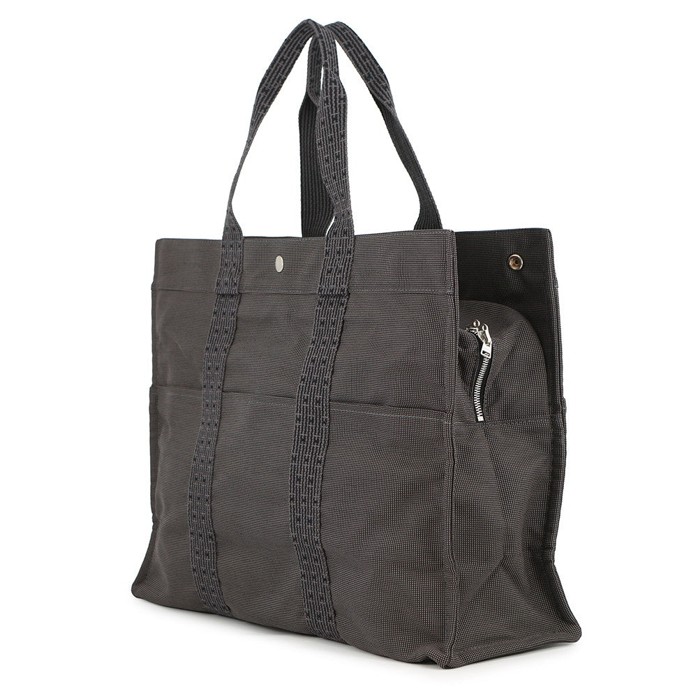 HERMES Her Line Tote Gray Canvas Size GM