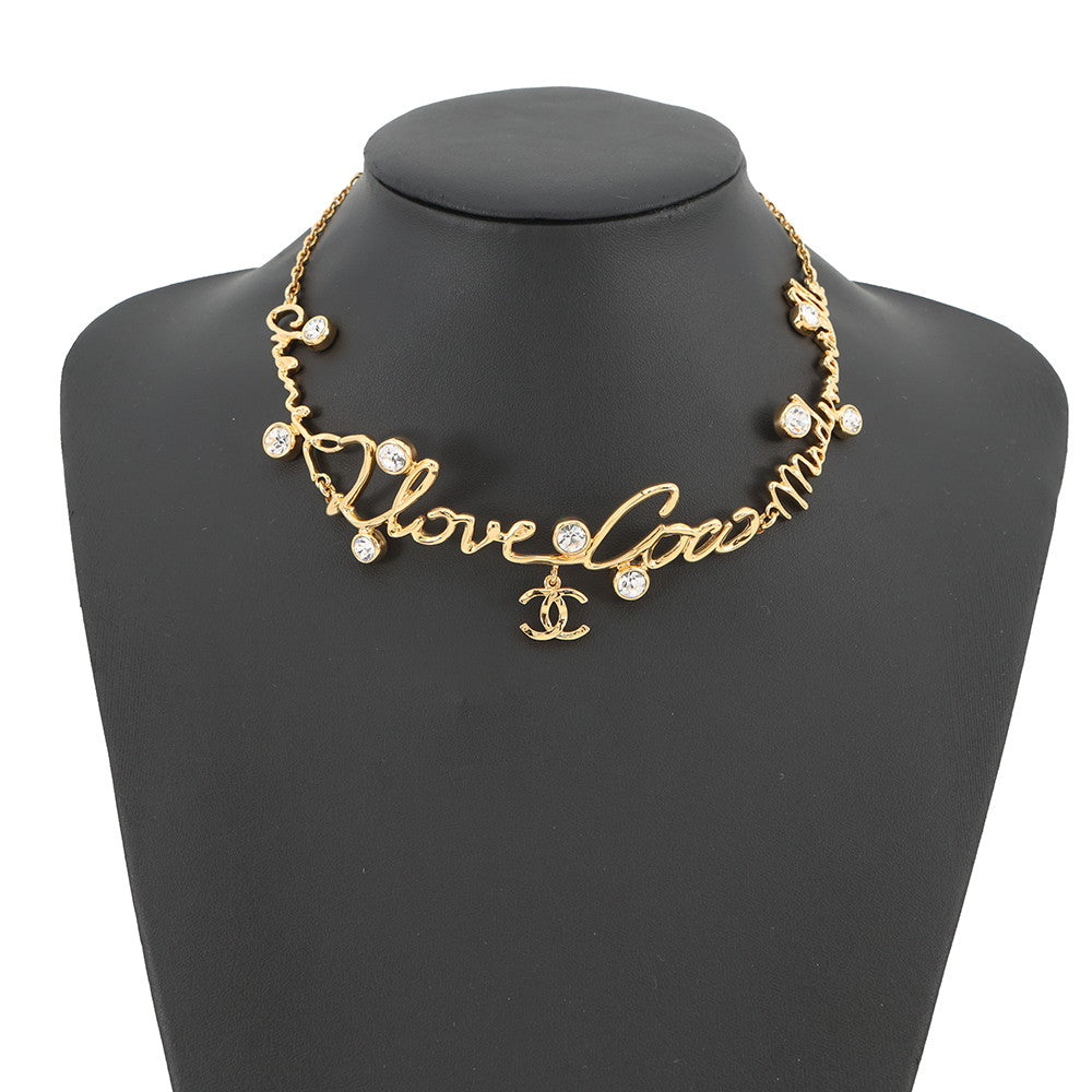 CHANEL I LOVE COCO NecklaceABD427 Gold Plated MetalStone