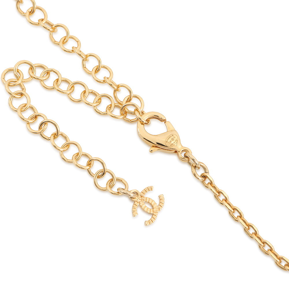 CHANEL I LOVE COCO NecklaceABD427 Gold Plated MetalStone