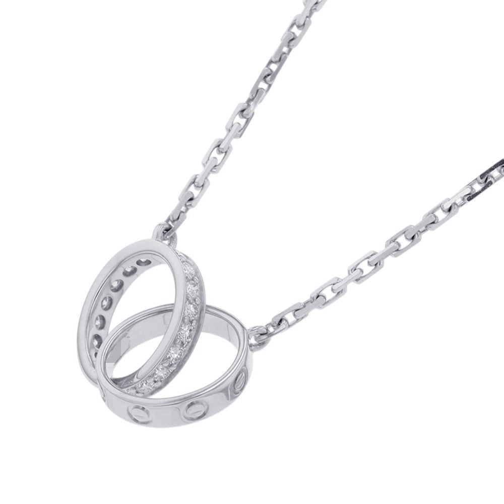 CARTIER Love Diamond Semi-Pave NecklaceB7013700 18K White Gold