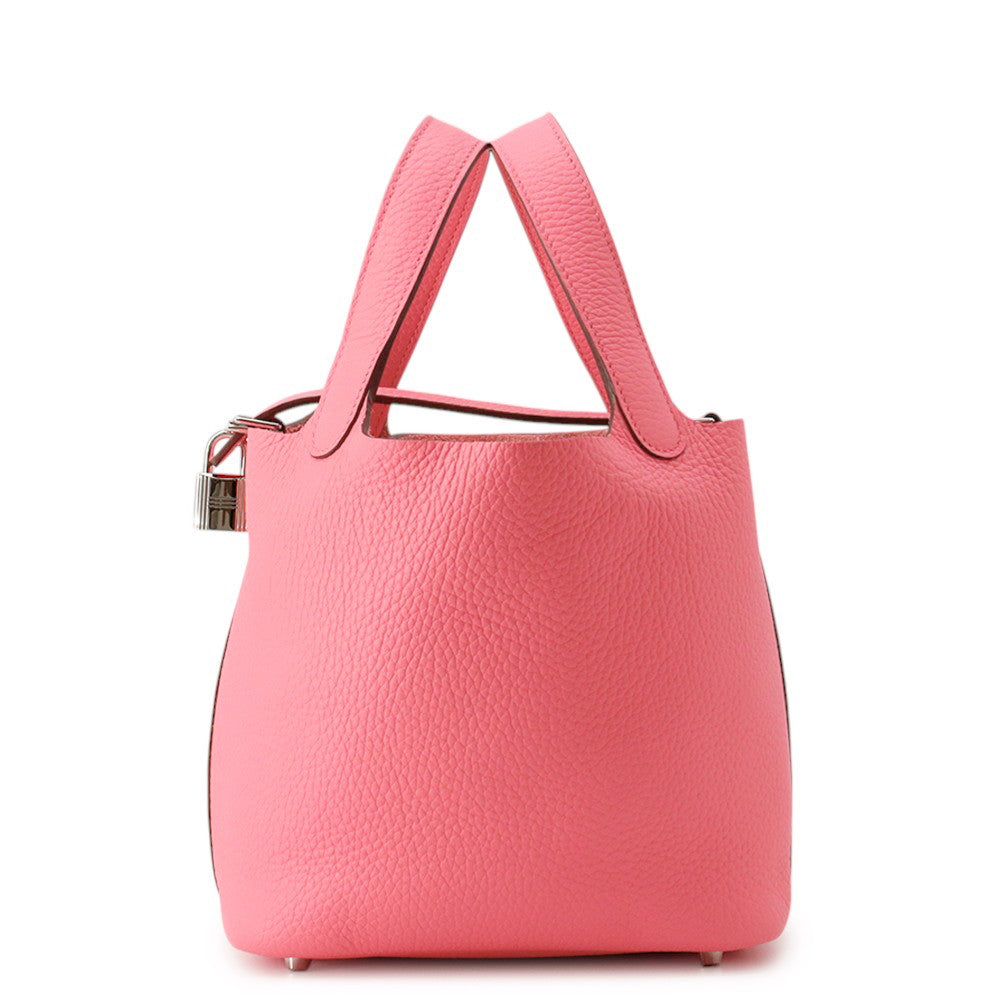 HERMES Picotin Padlock Rose Azalee Taurillon Clemence Size PM