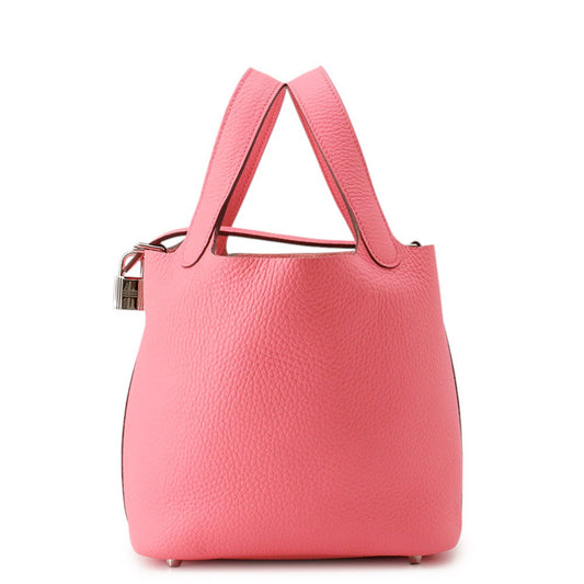 HERMES Picotin Padlock Rose Azalee Taurillon Clemence Size PM
