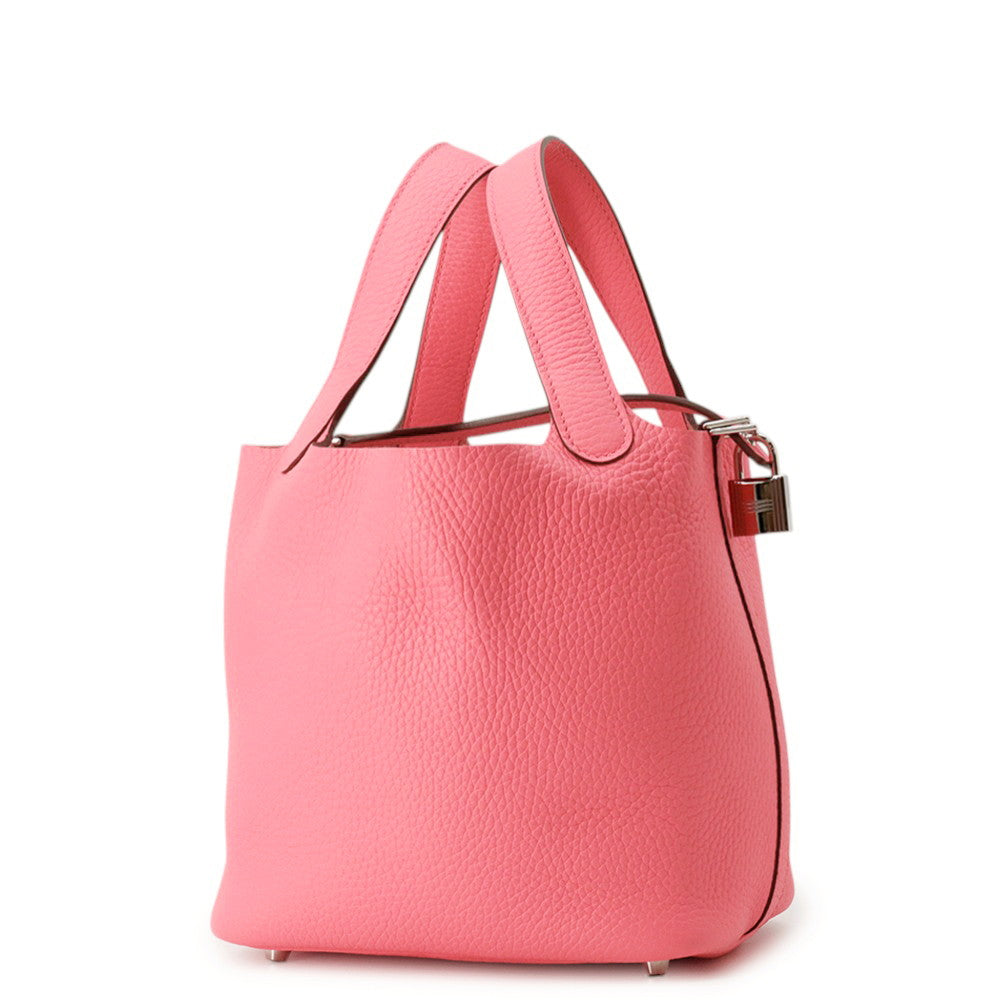 HERMES Picotin Padlock Rose Azalee Taurillon Clemence Size PM