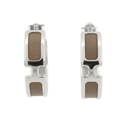 HERMES Olymp Earrings Etoupe Metal Epsom