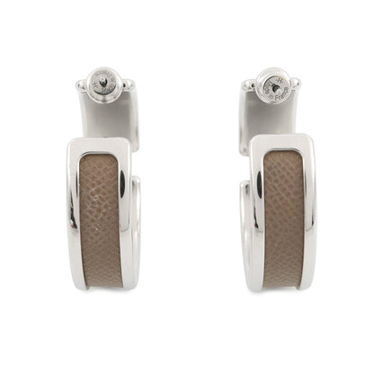 HERMES Olymp Earrings Etoupe Metal Epsom