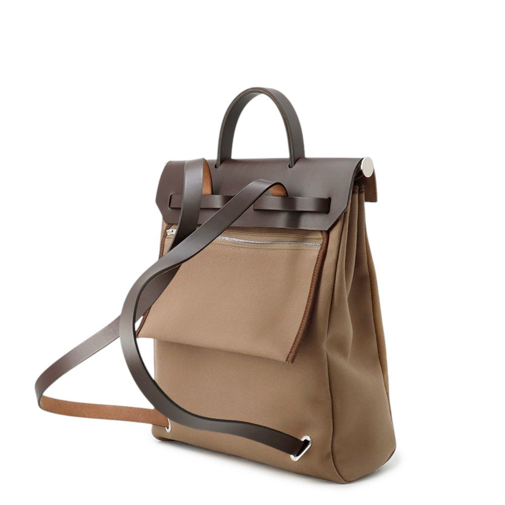 HERMES Herbag Zip Ad Etoupe Toile Officer Bash Hunter Size PM