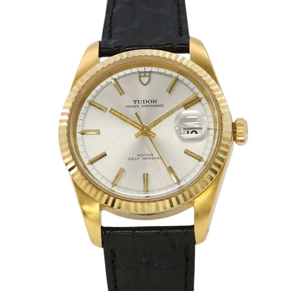 TUDOR Prince Oyster Date Jumbo W38mm Gold Plated Leather Silver Dial9081