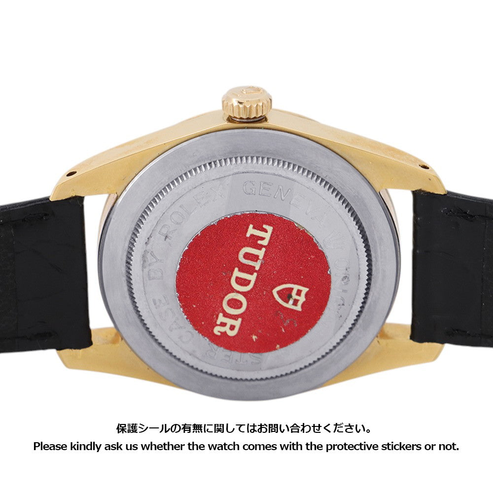TUDOR Prince Oyster Date Jumbo W38mm Gold Plated Leather Silver Dial9081