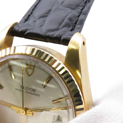 TUDOR Prince Oyster Date Jumbo W38mm Gold Plated Leather Silver Dial9081
