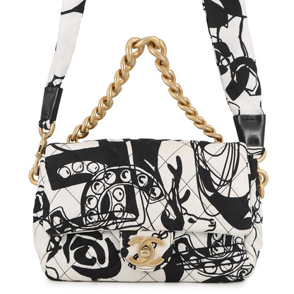 CHANEL Matelasse Diakoko 2-way Bag Black/WhiteAS3004 Canvas Size 20