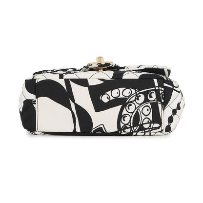 CHANEL Matelasse Diakoko 2-way Bag Black/WhiteAS3004 Canvas Size 20