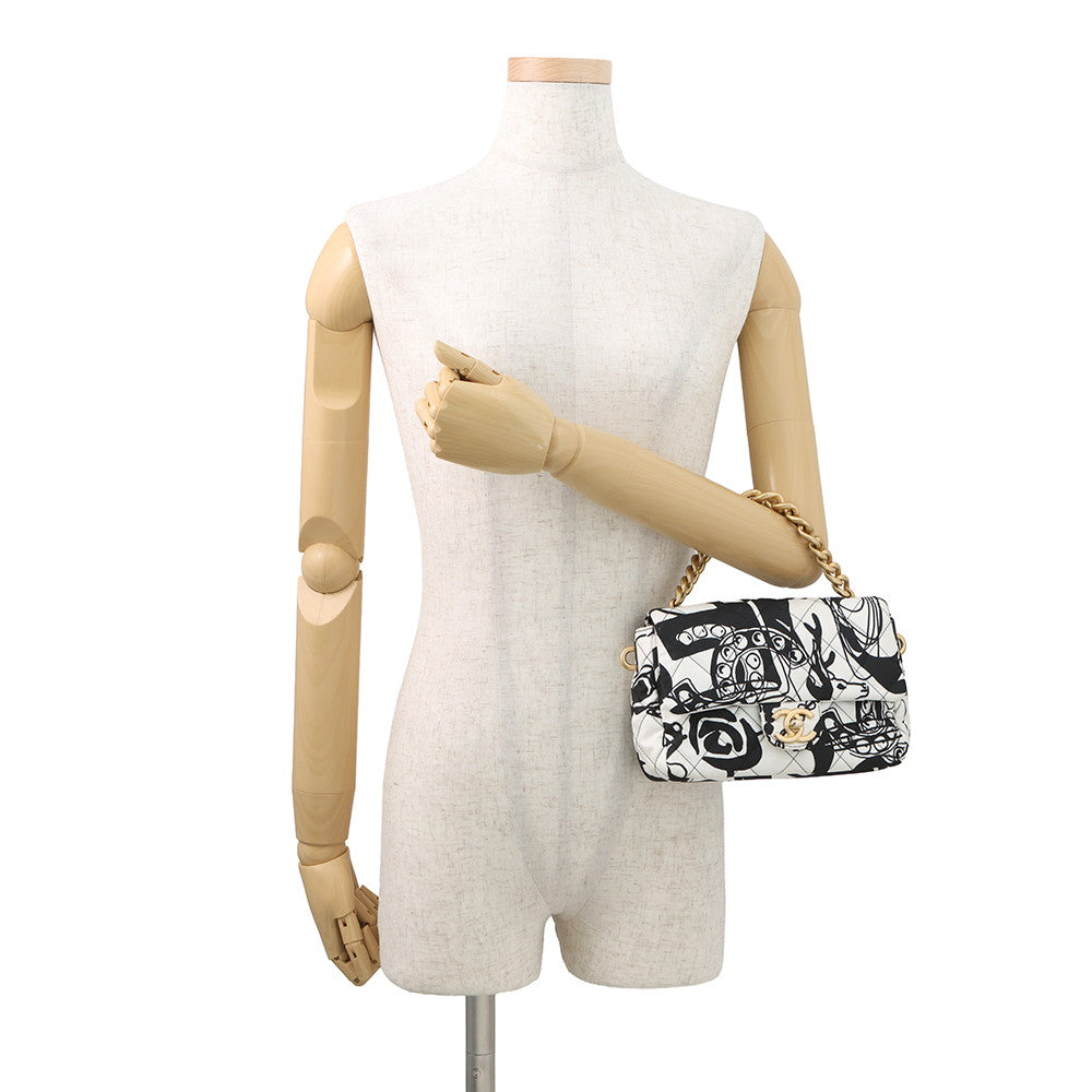 CHANEL Matelasse Diakoko 2-way Bag Black/WhiteAS3004 Canvas Size 20