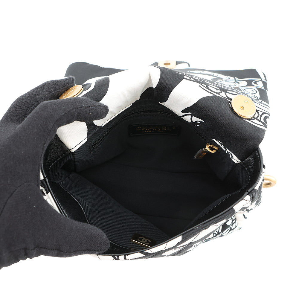 CHANEL Matelasse Diakoko 2-way Bag Black/WhiteAS3004 Canvas Size 20